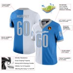 Maillot de football personnalisé en maille bleu poudre gris-blanc