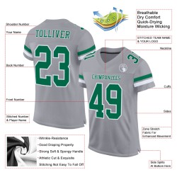 Maillot de football authentique personnalisé gris Kelly vert et blanc en maille Maillot de football authentique personnalisé gris Kelly vert et blanc en maille
